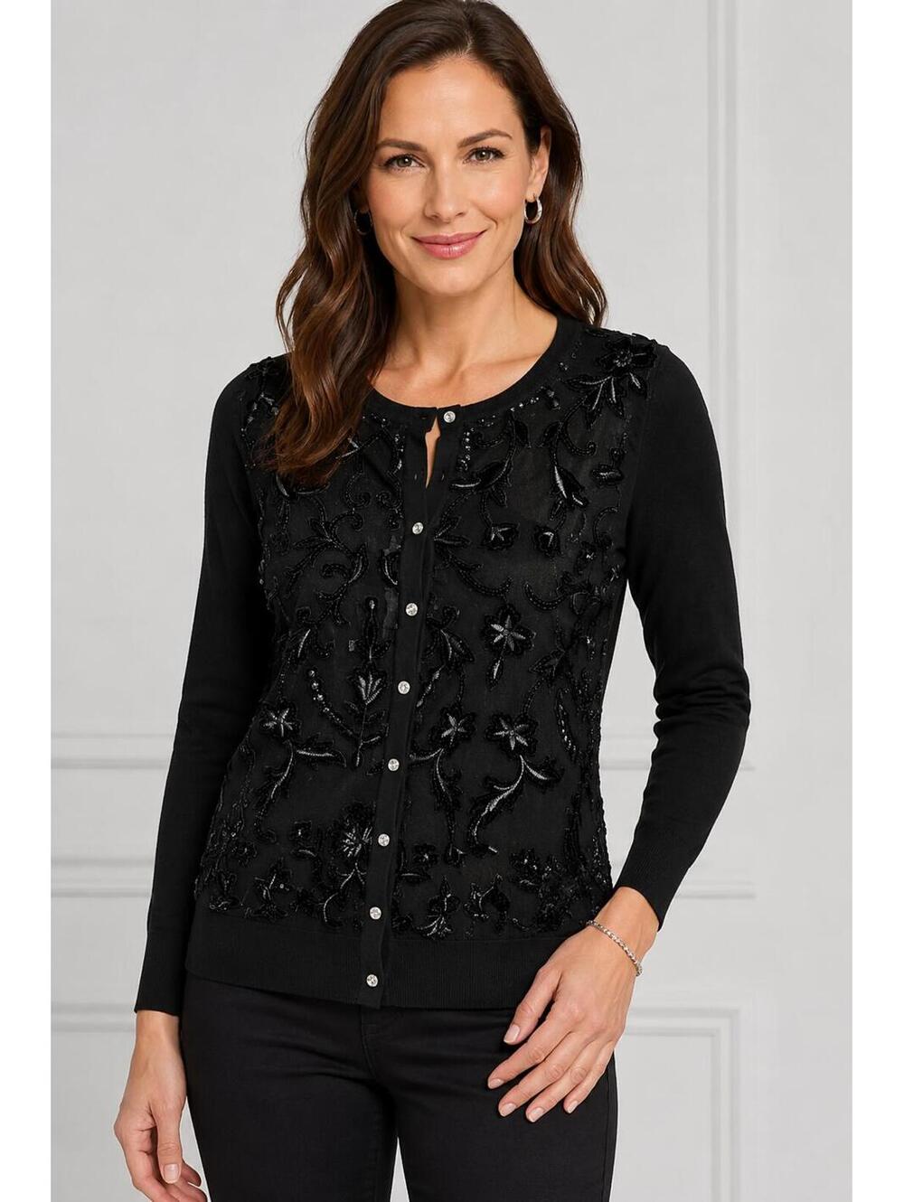 Charter Club Petite Party Cardigan NWT - Velvet Detail - P/M